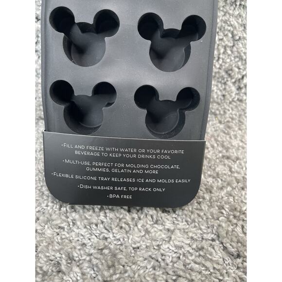 Disney Mickey Mouse Silicone Ice Cube Tray Set of 2 Black Kitchen Accessorie New - Picture 8 of 9
